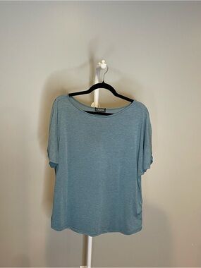 Colette Dusty Blue Relaxed Short-Sleeve Boatneck Top